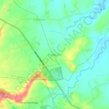 Mappa topografica Padapada, altitudine, rilievo