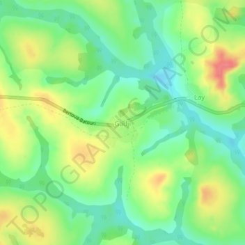 Mappa topografica Gadji, altitudine, rilievo