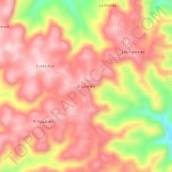 Mappa topografica El Carmen, altitudine, rilievo