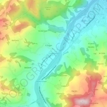 Mappa topografica Carmiano, altitudine, rilievo