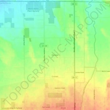 Mappa topografica Ferndale, altitudine, rilievo
