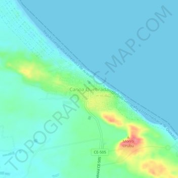 Mappa topografica Canoa Quebrada, altitudine, rilievo