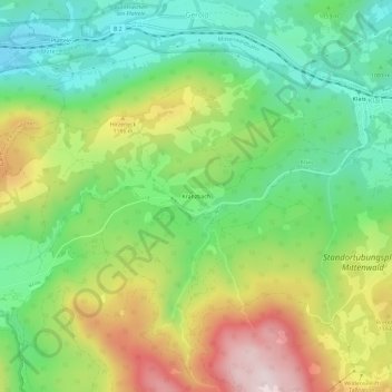 Mappa topografica Kranzbach, altitudine, rilievo