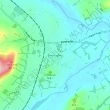 Mappa topografica Symington, altitudine, rilievo