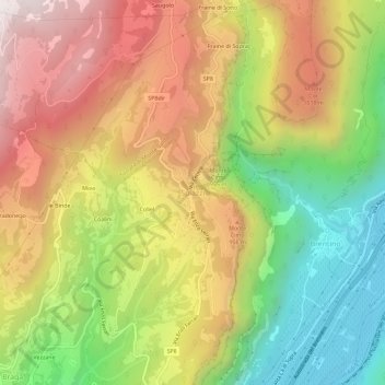 Mappa topografica Spiazzi, altitudine, rilievo