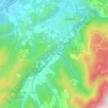 Mappa topografica Testaccio, altitudine, rilievo