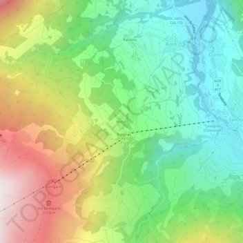 Mappa topografica Rodas, altitudine, rilievo