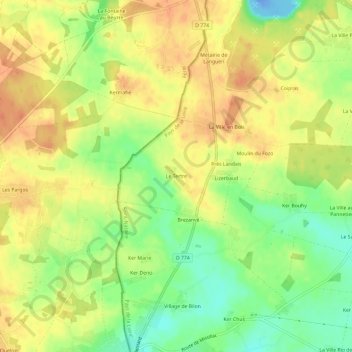 Mappa topografica Le Tertre, altitudine, rilievo