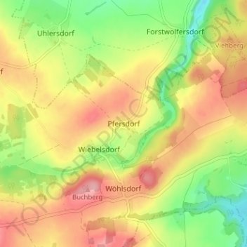 Mappa topografica Pfersdorf, altitudine, rilievo