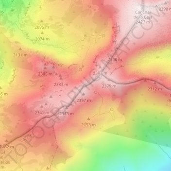 Mappa topografica Calvitero, altitudine, rilievo