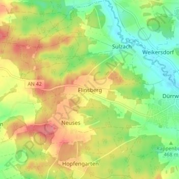 Mappa topografica Flinsberg, altitudine, rilievo
