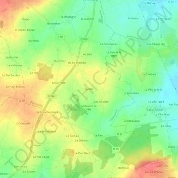 Mappa topografica Guillier, altitudine, rilievo