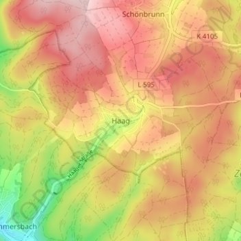 Mappa topografica Haag, altitudine, rilievo