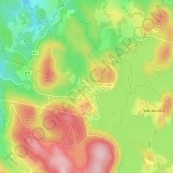 Mappa topografica Auphelle, altitudine, rilievo
