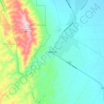 Mappa topografica Melrose, altitudine, rilievo