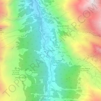 Mappa topografica Les Toules, altitudine, rilievo
