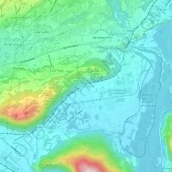 Mappa topografica Villapaiera, altitudine, rilievo