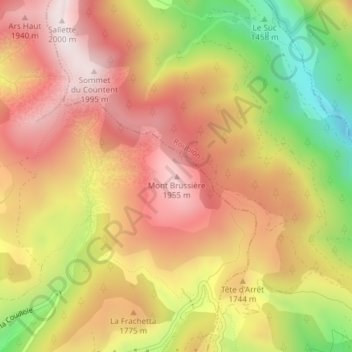 Mappa topografica Mont Brussière, altitudine, rilievo