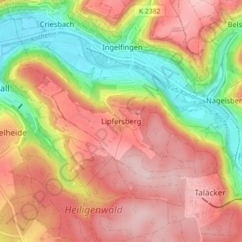 Mappa topografica Lipfersberg, altitudine, rilievo