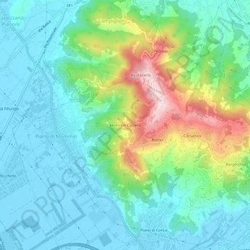 Mappa topografica Mommio Castello, altitudine, rilievo