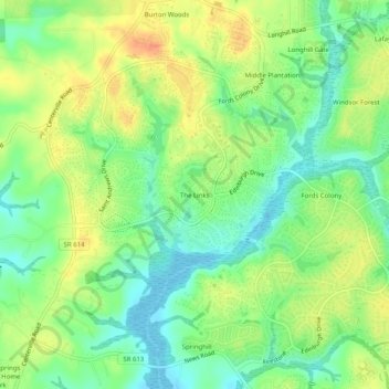 Mappa topografica The Links, altitudine, rilievo