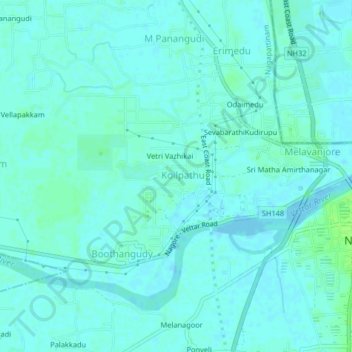 Mappa topografica muttam, altitudine, rilievo