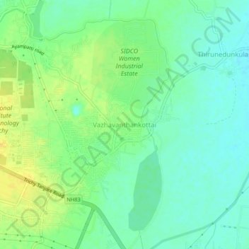 Mappa topografica Vazhavanthankottai, altitudine, rilievo