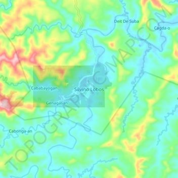 Mappa topografica Silvino Lobos, altitudine, rilievo