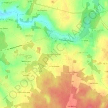 Mappa topografica Le Grand Marchais, altitudine, rilievo