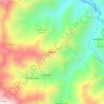 Mappa topografica Zapallal, altitudine, rilievo