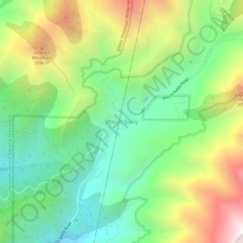 Mappa topografica Mount Baldy, altitudine, rilievo