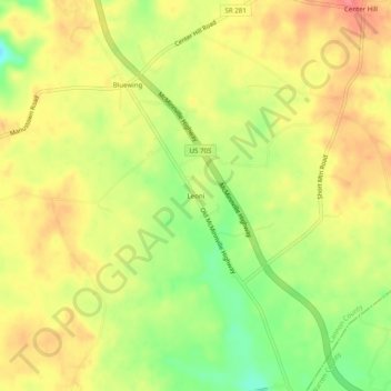 Mappa topografica Leoni, altitudine, rilievo