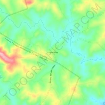 Mappa topografica Guararema, altitudine, rilievo