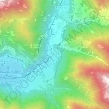 Mappa topografica Mondadizza, altitudine, rilievo