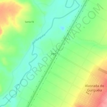 Mappa topografica Sapé, altitudine, rilievo