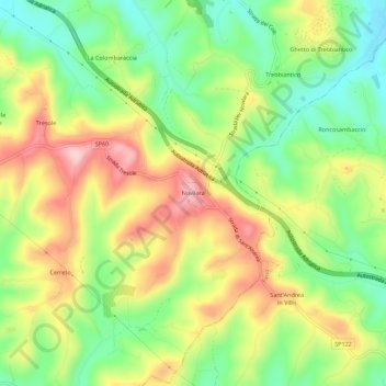 Mappa topografica Novilara, altitudine, rilievo