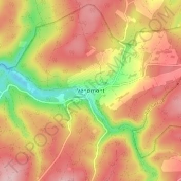 Mappa topografica Vencimont, altitudine, rilievo
