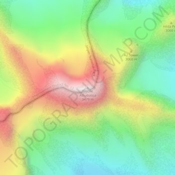 Mappa topografica Mount Athabasca, altitudine, rilievo