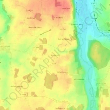 Mappa topografica Les Morins, altitudine, rilievo