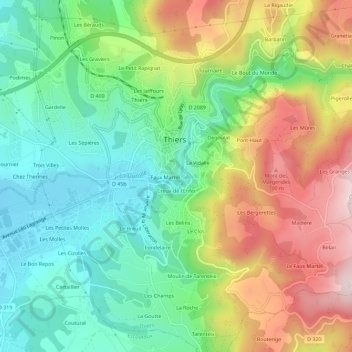 Mappa topografica Saint-Jean, altitudine, rilievo