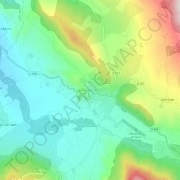 Mappa topografica Seyne-les-Alpes, altitudine, rilievo