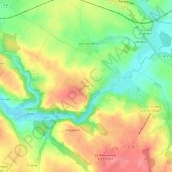 Mappa topografica Vildé, altitudine, rilievo