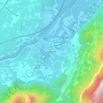 Mappa topografica Champ Fleuri, altitudine, rilievo
