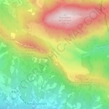 Mappa topografica Col de Milmandre, altitudine, rilievo