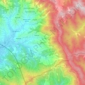 Mappa topografica Legnaro, altitudine, rilievo