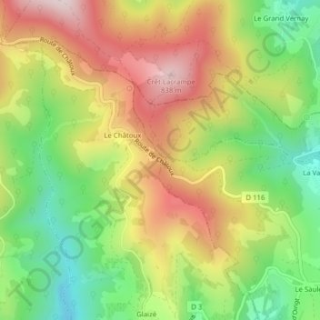 Mappa topografica Col du Chêne, altitudine, rilievo