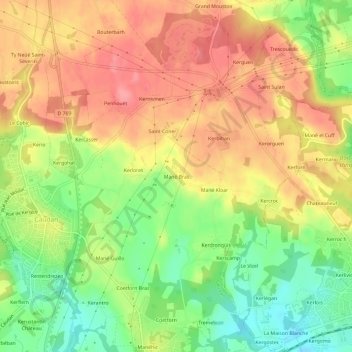 Mappa topografica Mané Bras, altitudine, rilievo