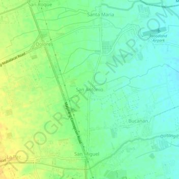 Mappa topografica San Antonio, altitudine, rilievo