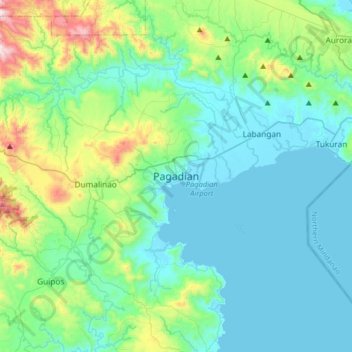 Mappa topografica Pagadian, altitudine, rilievo
