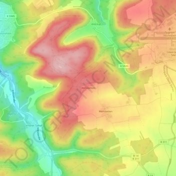 Mappa topografica Wehstetten, altitudine, rilievo